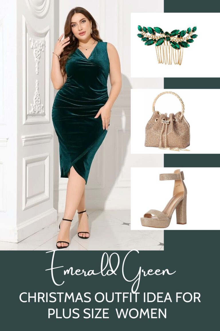 Emerald Green Christmas Outfit for Plus Size Women